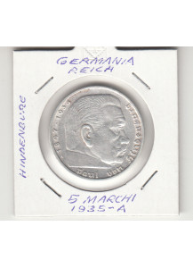 1935 - 5 Marchi argento Paul von Hindenburg  Zecca A